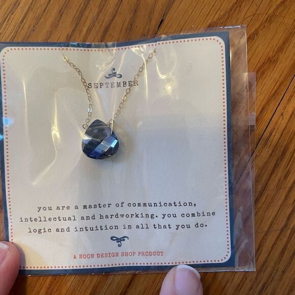 NOON DESIGNS | september birthstone gold necklace NEW - Picture 2 of 3